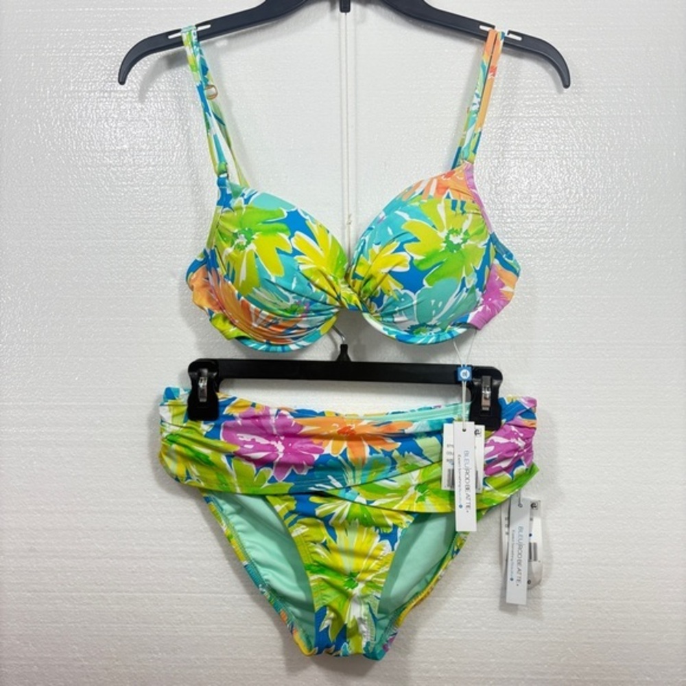 Bleu Rod Beattie  NWT 2PC Twist-Front Bikini Top + Bottoms set  6 8 S‎ M - Picture 4 of 14